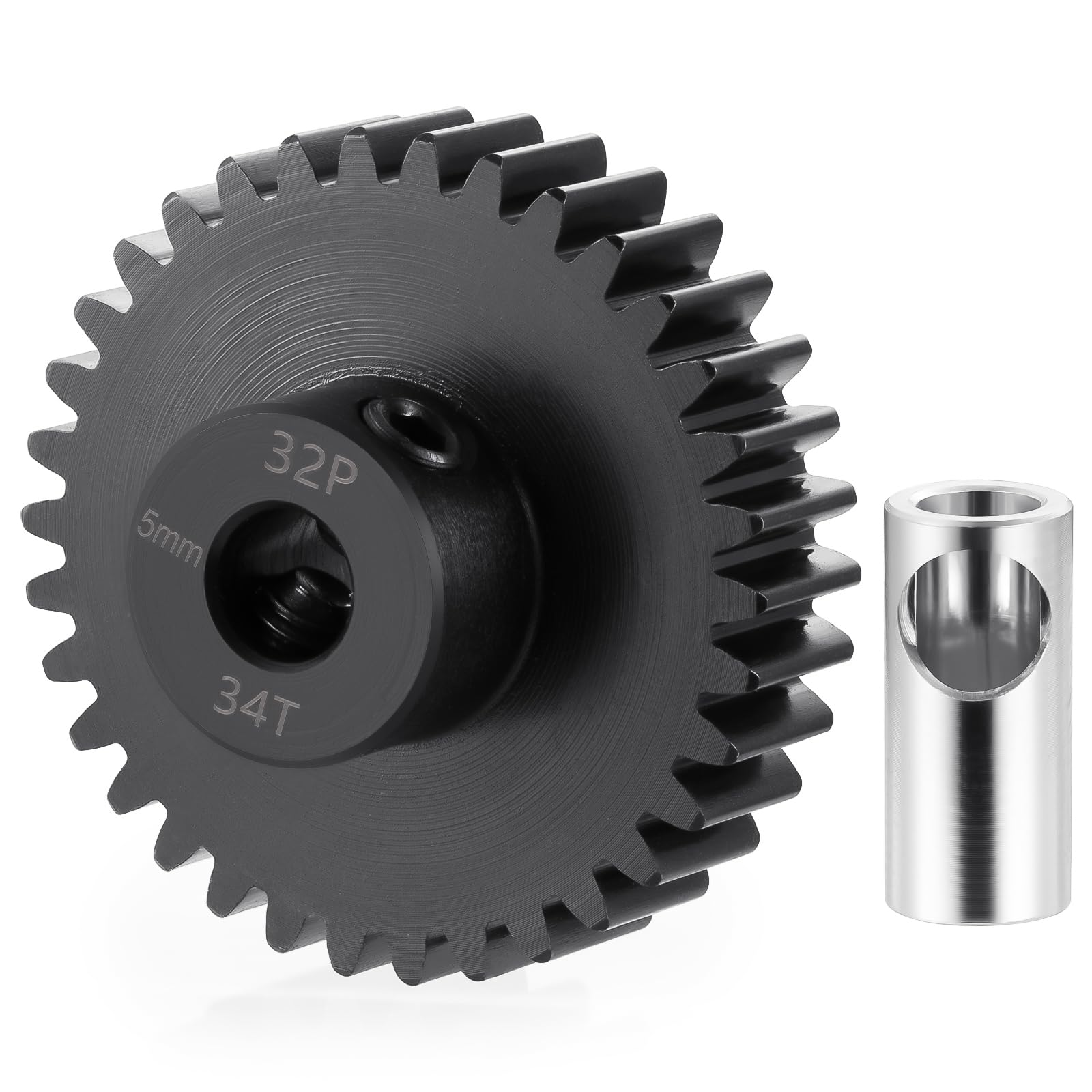Brkrc Steel 32P 5Mm Pinion Gear 25T 26T 28T 29T 30T 31T 32T 33T 34T 35T 36T 37T 38T Motor Gears For 1/10 1/8 Rc Car Parts (34T)