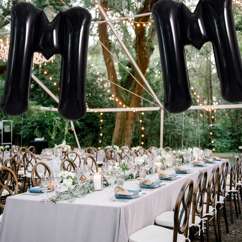 Toniful 40 Inch Large Black M Letter Balloons Jumbo Helium Balloons,Foil Mylar Big Alphabet Balloons For Birthday Party Annivers