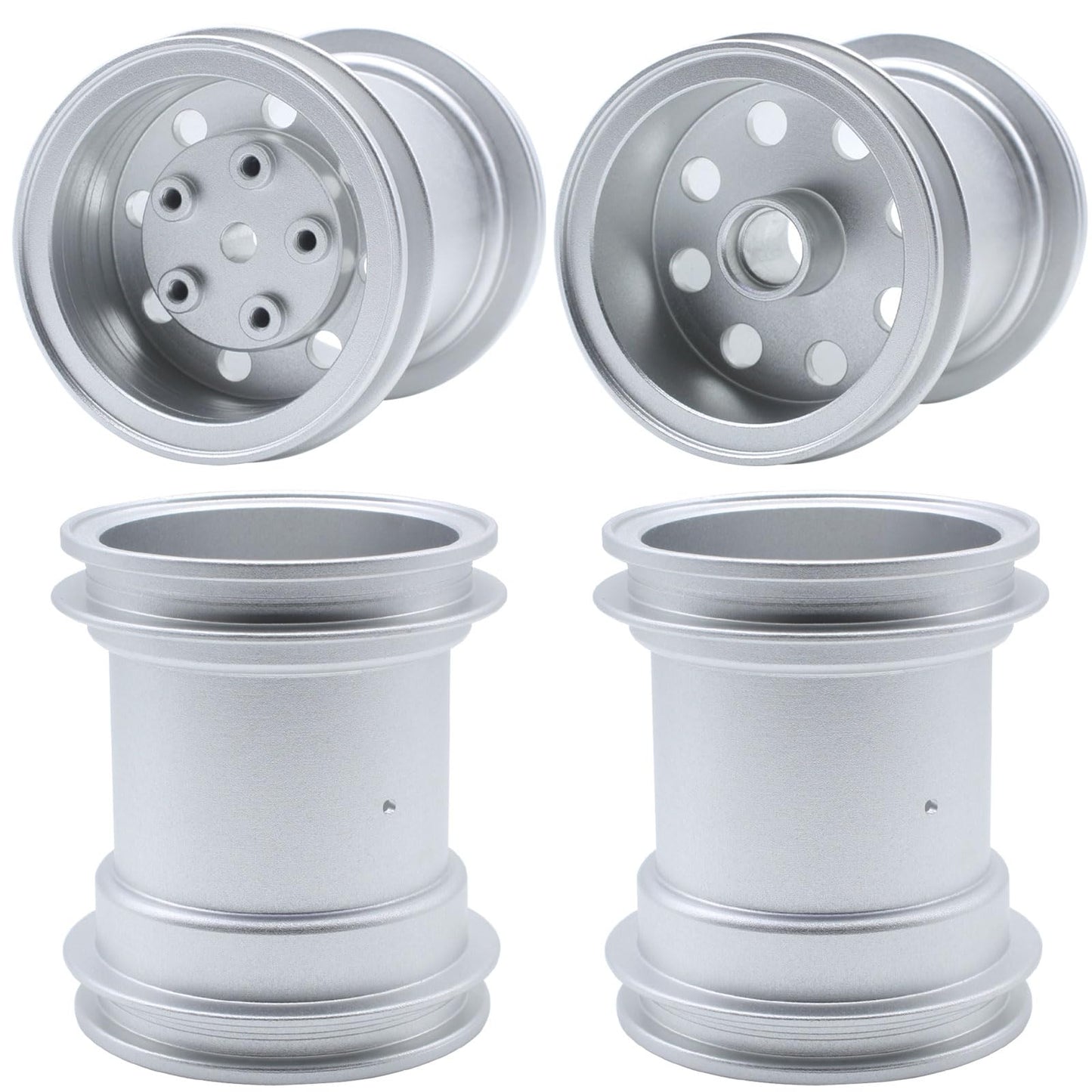 Hobohy Cw-01 Aluminum Wheels Hub Rims For Tamiya Cw01 Chassis Lunch Box Midnight Pumpkin Rc Car Upgrade Parts (Silver)