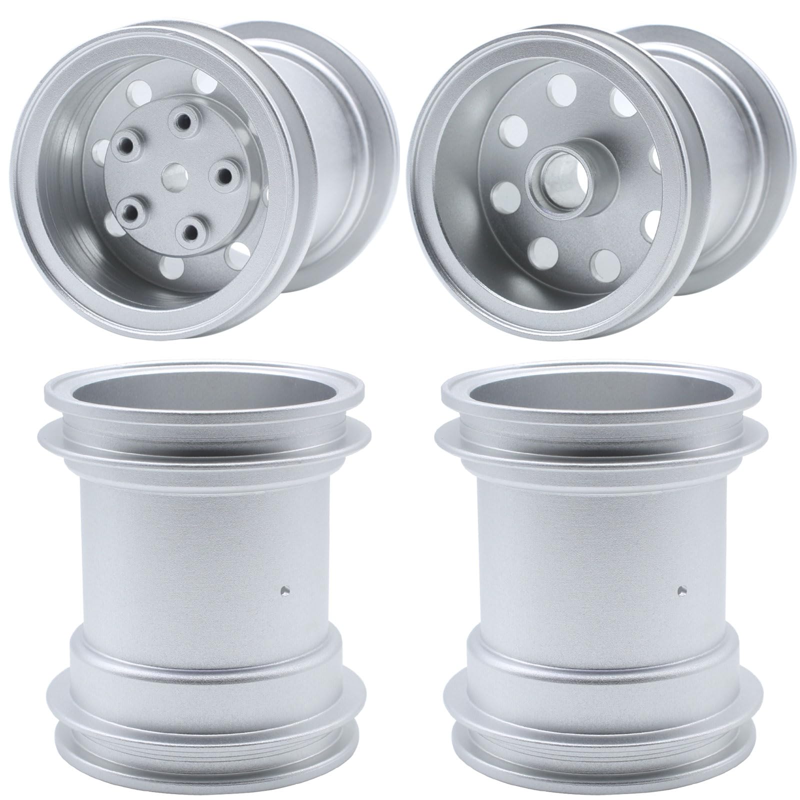 Hobohy Cw-01 Aluminum Wheels Hub Rims For Tamiya Cw01 Chassis Lunch Box Midnight Pumpkin Rc Car Upgrade Parts (Silver)