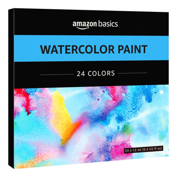 Amazon Basics Vibrant Watercolor Paint Set Tubes, 24 Colors, Assorted Colors
