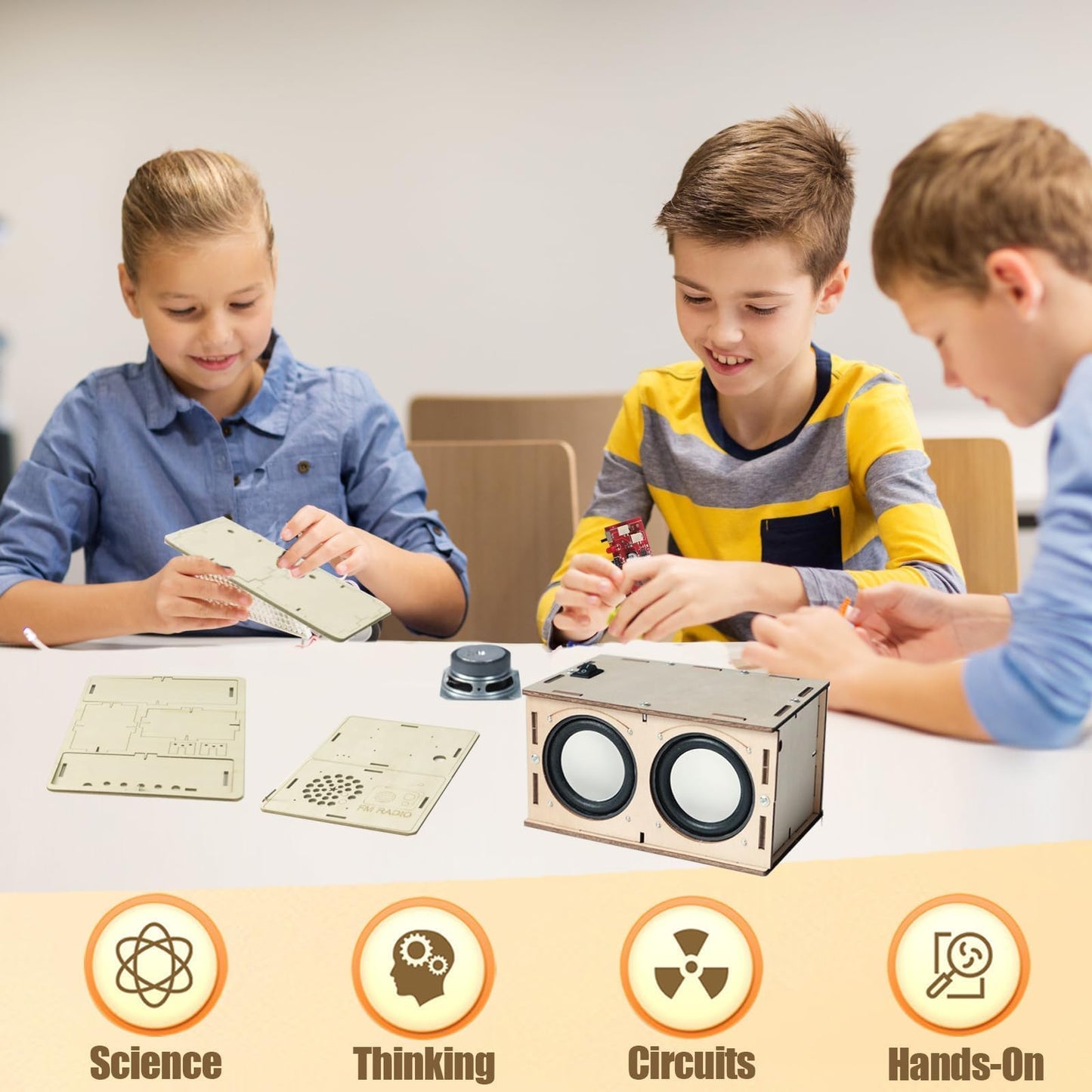 ANNISOKA STEM Building Kits for Kids 8-16, DIY FM Radio, Engineering Circuits, Model DK01, Wood