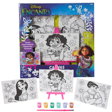 Innovative Designs Disney Encanto Canvas Paint Set for Kids with 3 Canvases, Acrylic Paint, Paintbrush, & Easel