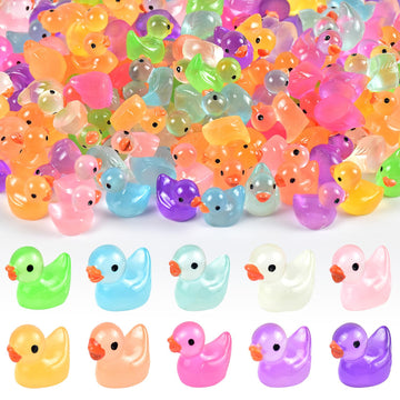 120Pcs Mini Resin Ducks Luminous Mini Ducks Glow In The Dark, Tiny Ducks To Hide, Little Ducks, Miniature Ducks For Garden Micro