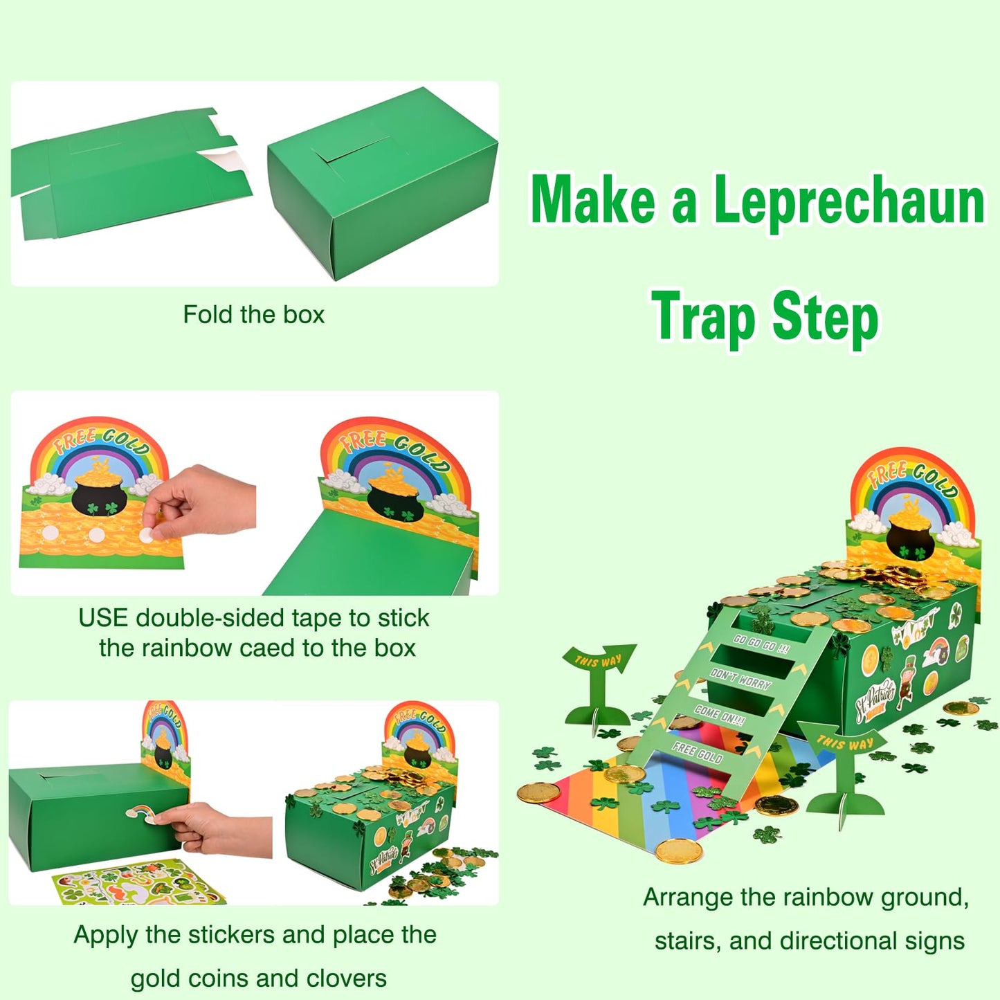 EnriQ Leprechaun Trap Kit St Patrick s Day Decoration Craft Activity DIY Set Up Traps to Catch Elves During St Patricks Day for
