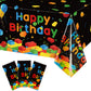 Tiamon 3 Pcs Blocks Tablecloth Plastic Happy Birthday Blocks Table Cover Disposable Colorful Bricks Table Cloth for Boys Girls S