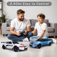 YUAN PLAN 2.4GHz High Speed RC Drift Car, LED Lights, 4WD, Two Batteries Included, Drift Tires, for Kids & Adults, White