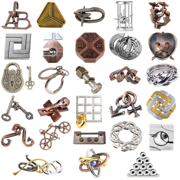 Roseflower 28 Pcs Iq Test Puzzle Metal Wire Puzzles Mind Game Educational Toys High Difficulty Brain Teaser Puzzle Toy For Kids