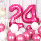 Suwen 40 Inch Large Hot Pink 24 Number Balloons Big Foil Helium Number Balloons 0-9 Jumbo Happy 24Th Mylar Birthday Party Decora