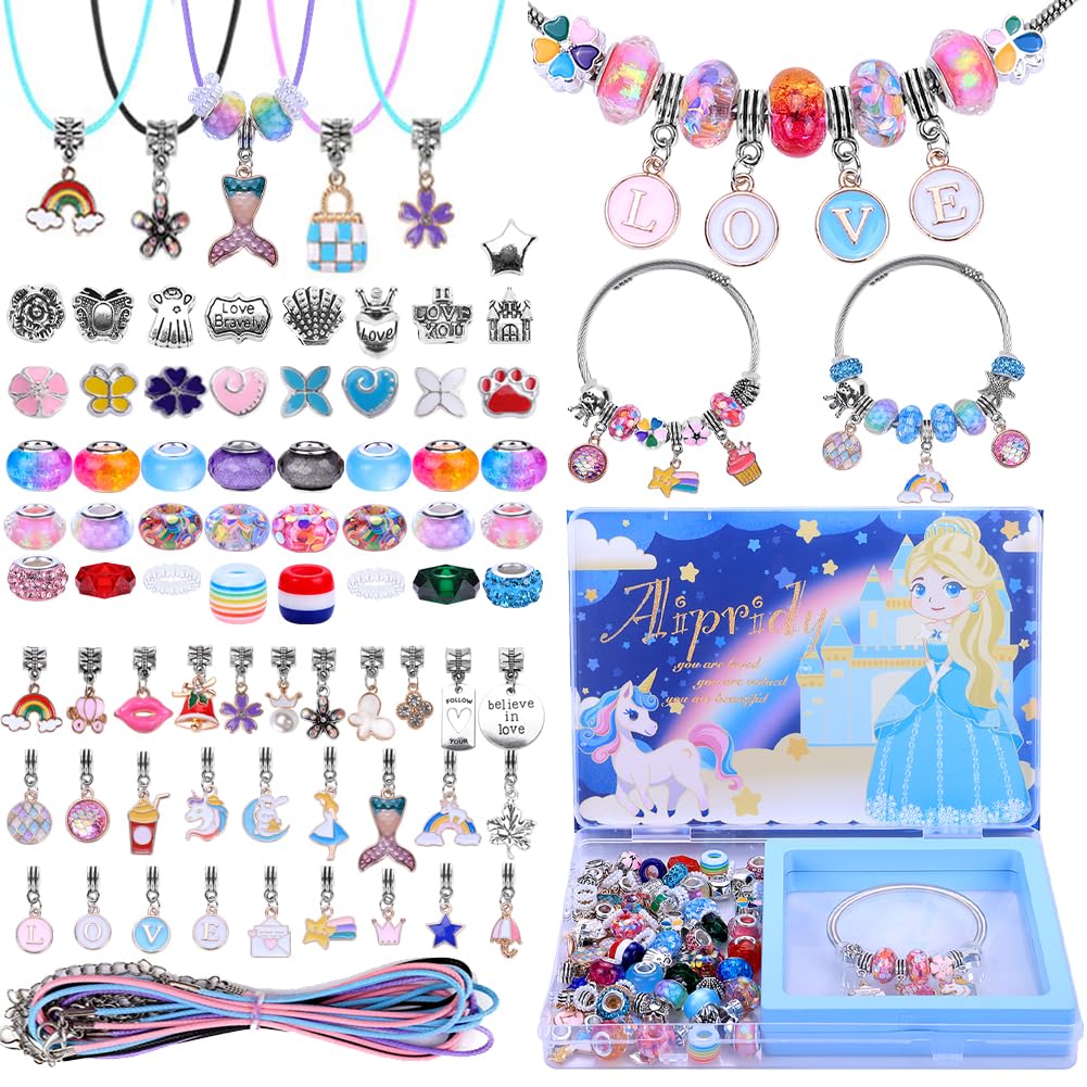 Aipridy Charm Bracelet Making Kit,Diy Craft For Girls, Unicorn Mermaid Crafts Gifts Set For Arts And Crafts For Girls Teens Ages