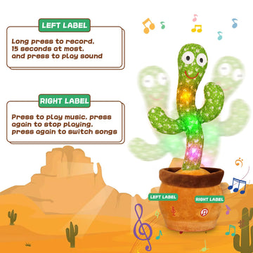 Plush Puppets Dancing Cactus Talking Cactus Baby Toys 6 To 12 Months Toys Wriggle Singing Cactus Repeats What You Say Baby Boy Toys, Plush Electric Speaking Cactus 15 Second Voice Recorder Baby Toy