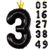 Gifloon Black Number 3 Balloon With Crown, Large Number Balloons 40 Inch, 3Rd Birthday Party Decorations Supplies Third Birthday