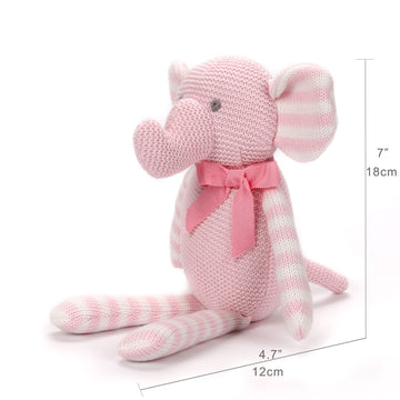 Fluffyfun Organic Baby Toys Pink Elephant Stuffed Animals 7.1''