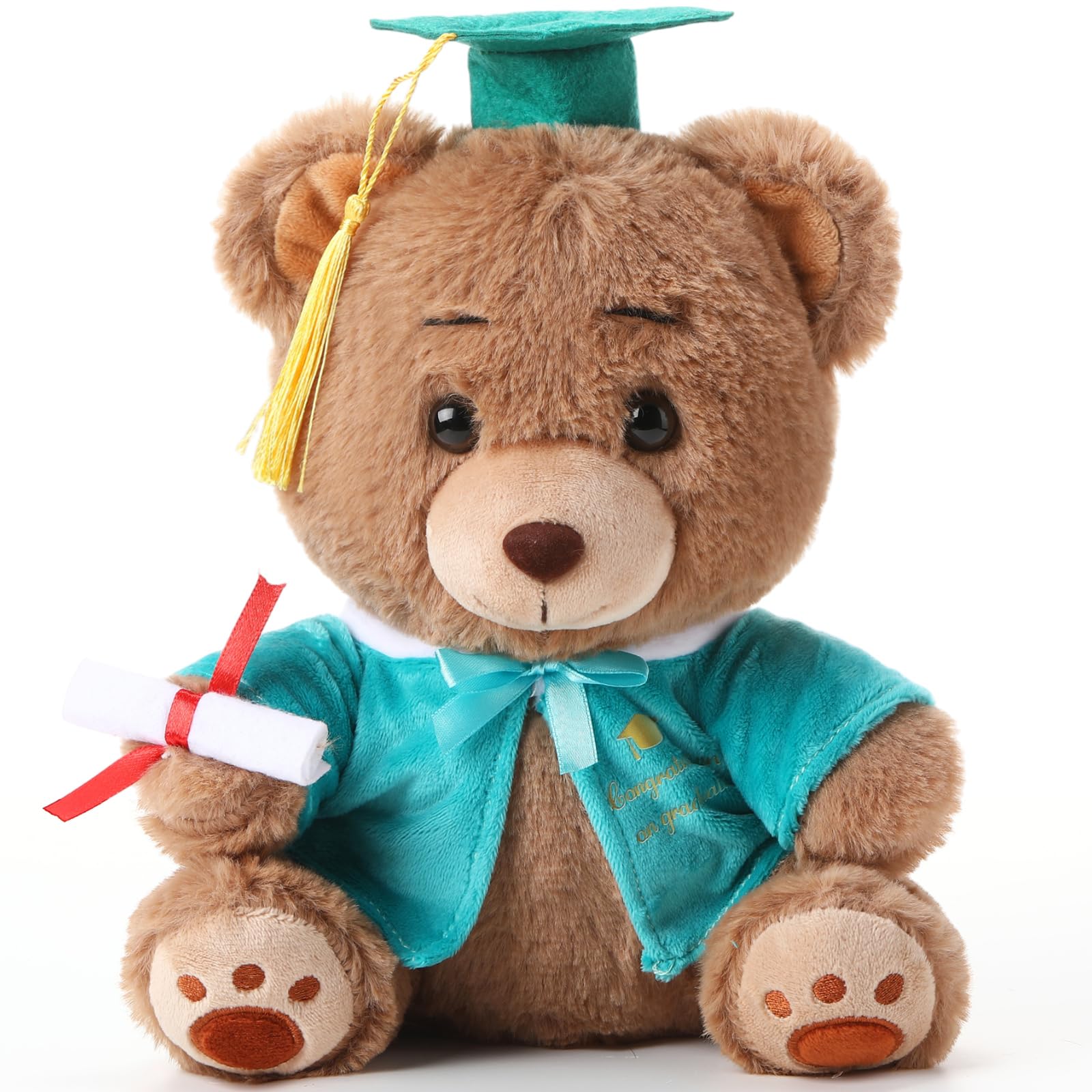 Deekin 10 Inch Graduation Bears Stuffed Animal Class of 2025 Plush Bear in Black Cap Graduation Bear Kindergarten Graduation Gif