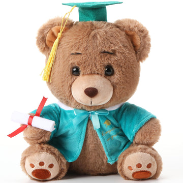 Deekin 10 Inch Graduation Bears Stuffed Animal Class of 2025 Plush Bear in Black Cap Graduation Bear Kindergarten Graduation Gif