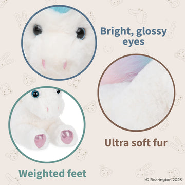 Bearington Rainbow Shimmers The White Unicorn Plush, 17 Inch Unicorn Stuffed Animal