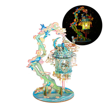 Mu 3D Metal Puzzles For Adult Lucky Magpie Palace Chinese Style Birdcage Miniature Building,Diy Metal Model Kits Building Birds