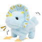 Cuteoy Walking Blue Dinosaur Stuffed Animal Talking Wagging Nodding Educational Plush Triceratop Toy Electric Interactive Animated Plushies For Girls Boys Birthday