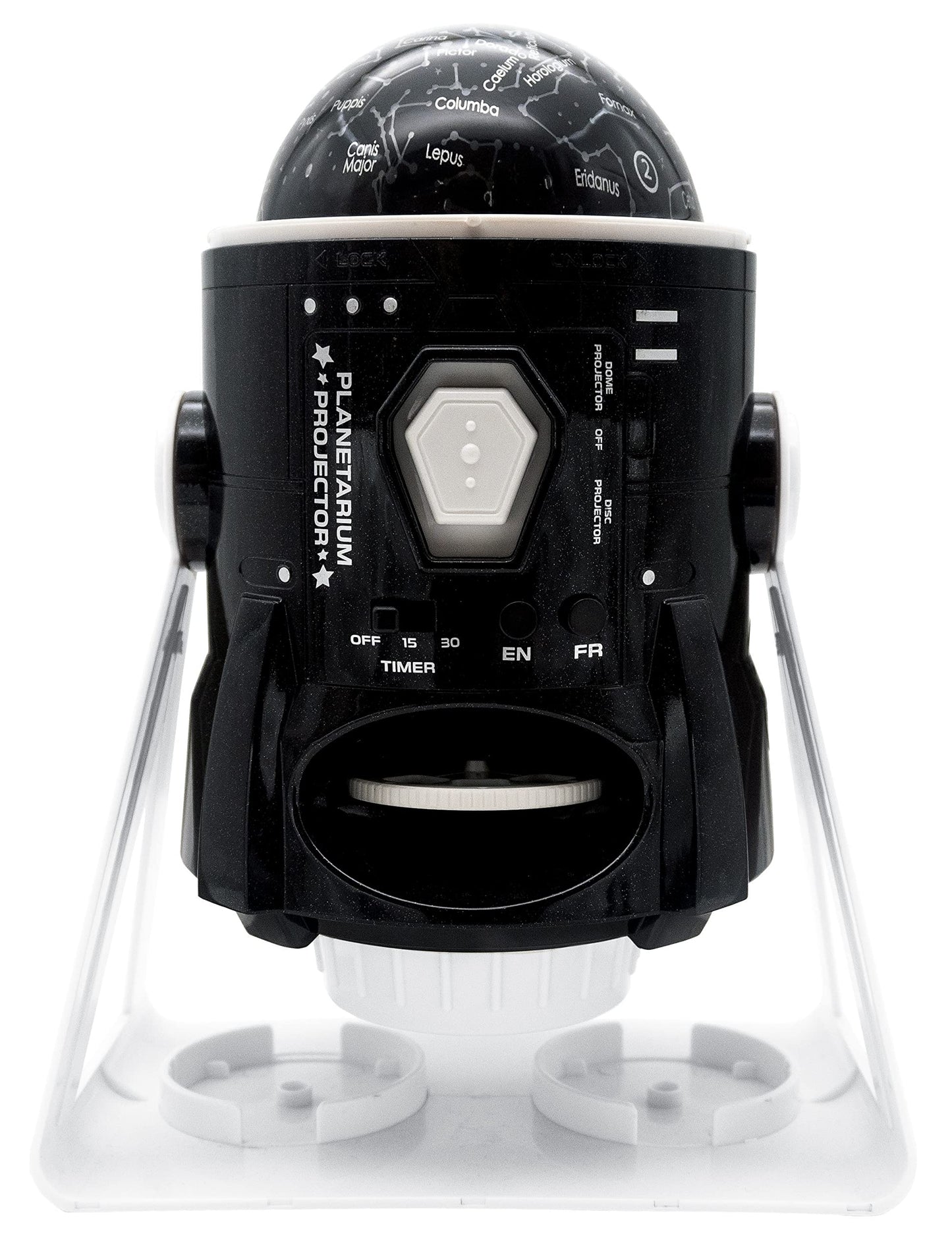 Lexibook Nlj181I1 Speaking 2-In-1 Planetarium Projector, 24 Images To Discover Space, 2 Constellation Domes, Stem, Black/White