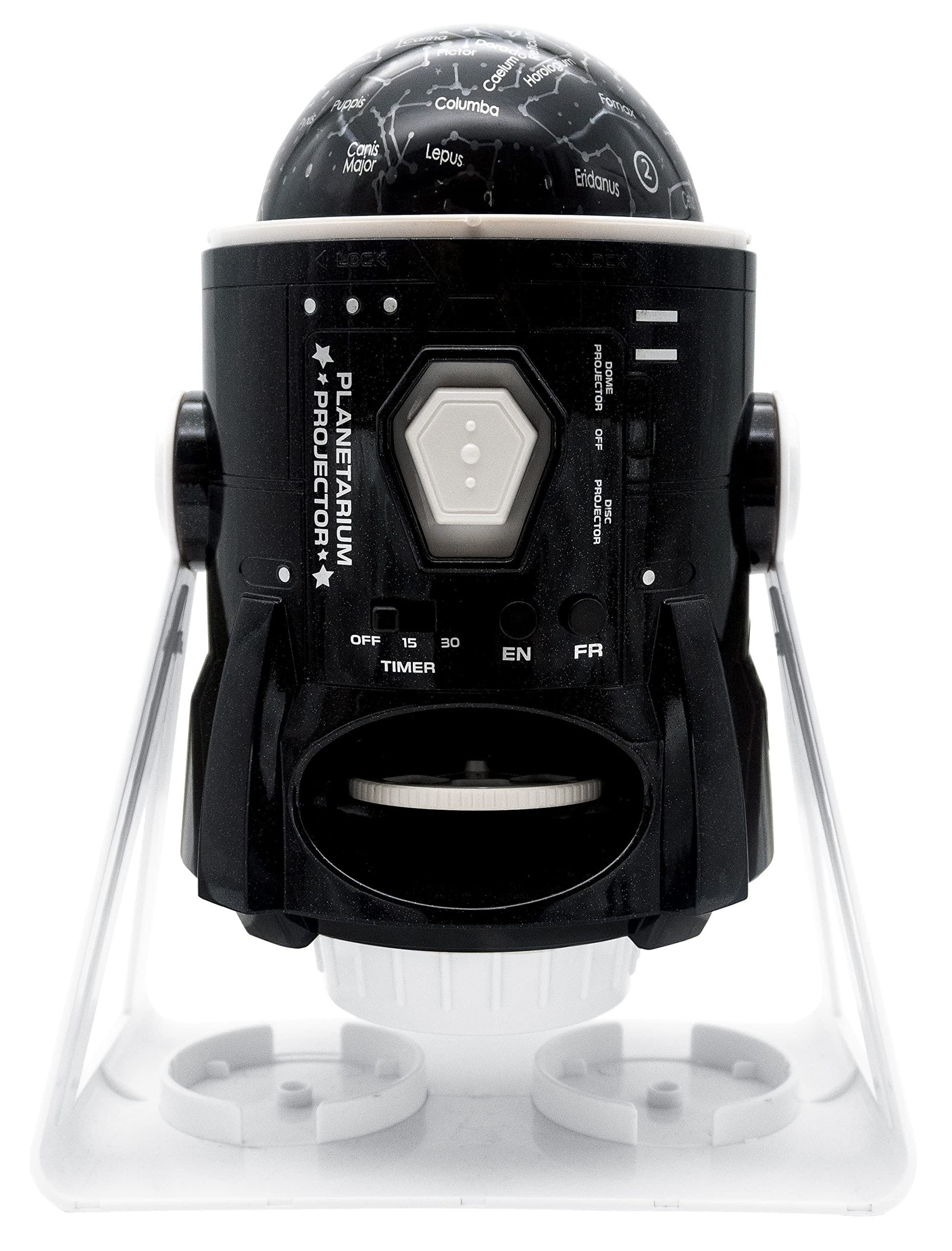 Lexibook Nlj181I1 Speaking 2-In-1 Planetarium Projector, 24 Images To Discover Space, 2 Constellation Domes, Stem, Black/White