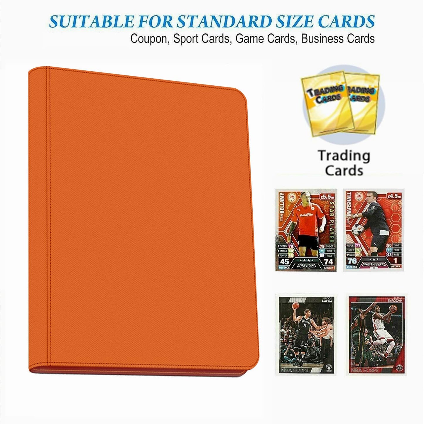 16 Pocket Card Binder  1000+ enhanced Zip Trading Card Binder  Double Sided Pocket Card Binder Album  Ringless Card Folder for MTG  TCG  Sports Card (Orange  16Pockets)