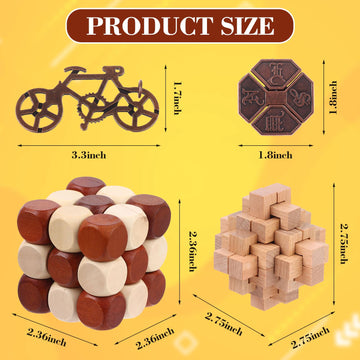 36 Pcs 3D Metal Brain Teasers Puzzle Game Toys For Adults Teens - Educational Iq Toys, Mind Games, Wooden And Metal Unlock Inter
