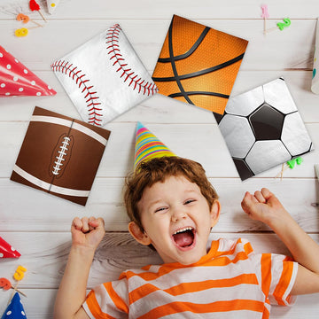 40Pcs Sports Themed Napkins-Sports Party Decorations All Star Basketball Football Baseball Soccer Disposable Paper Napkins For B