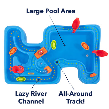 Simplay3 Big River And Roads Water Play Table, Outdoor Activity Table With Track Toys For Toddlers And Kids, 9 Accessories Inclu