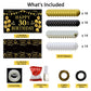 Trgowaul 30th Birthday Decorations - Black Gold Banner, Tablecloth, 60 Latex Confetti Balloons, Perfect Party Supplies for Him & Her
