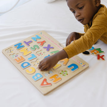 Melissa & Doug Wooden Alphabet Sound Puzzle - Wooden Puzzle With Sound Effects (26 Pcs)