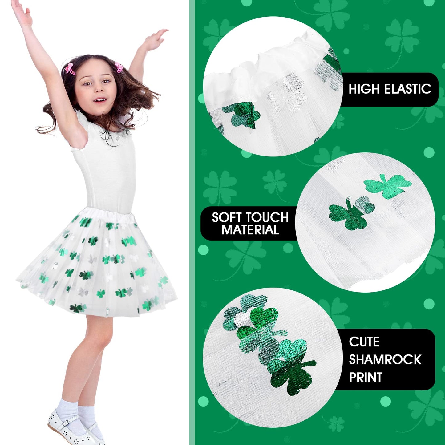 Mumufy 3 Pieces St. Patrick'S Day Tutu Skirt For Women Teen Girls Lightweight Green Tutu St Patricks Day Costumes For Party (3-8