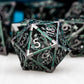 ARUOHHA Hollow DND Metal Dice Set Role Playing Games Dice with Gift Box, 7PCS Black Green D+D Polyhedral Dice Dungeons and Drago