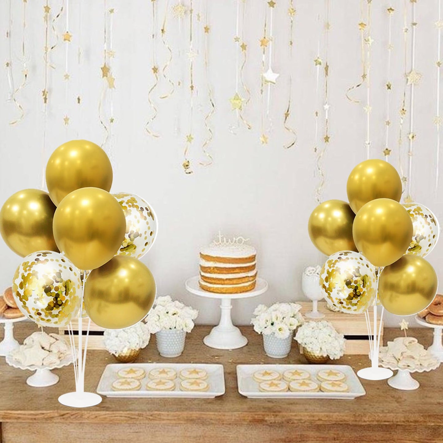 Zjdhpty Gold Balloon Stand Centerpiece Table Decorations For Birthday Wedding Anniversary Bridal Shower Engagement Mother'S Day