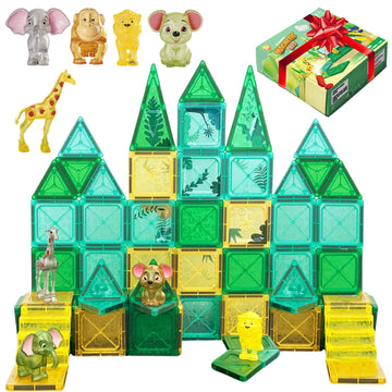 Magnetic Tiles For Kids Ages 4-8 Educational Toys Magnet Building Blocks 54 Set Montessori Cubes For Boys Girls Gift Birthday Pr
