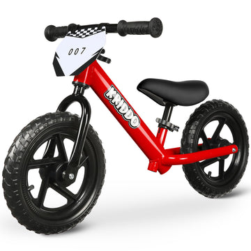 Kriddo Toddler Balance Bike 2 Year Old, Age 18 Months To 5 Years Old, 12 Inch Push Bicycle With Customize Plate (3 Sets Of Stickers Included), Steady Balancing, Gift Bike For 2-3 Boys Girls, Red