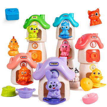 Aontess Learning Toys For Toddlers 1 2 3 Years Old - Farm Barn Animals With Number Counting, Shape Matching, Color Sorting Game