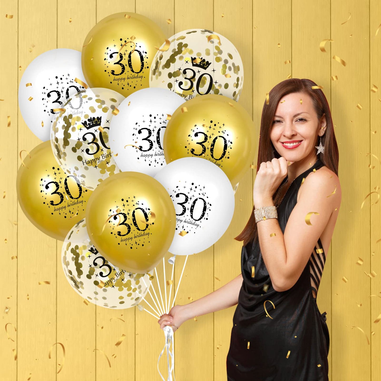 30Th Birthday Balloons 15Pcs White Gold Happy 30Th Birthday Balloons Confetti Balloons For Men Women 30 Anniversary Birthday Party Decorations White Gold Latex Balloons Birthday Decor Supplies 12 Inch
