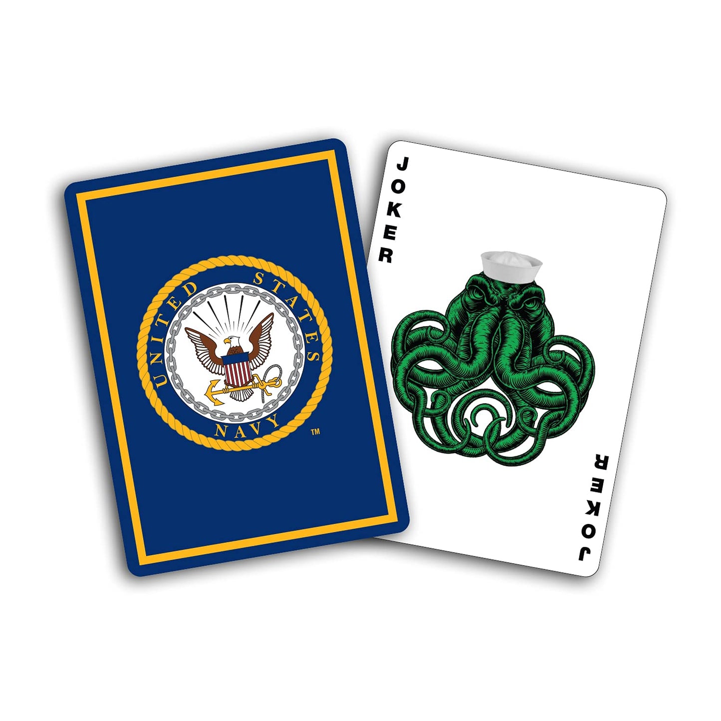 Military Gift Shop Navy Playing Cards - Professional Quality, Paper, Great for Game Night, Disabled USMC Vet Owned, Navy Color