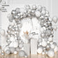 White Silver Balloon Garland Arch Kit,140Pcs Metallic Silver White Balloon Arch For Birthday Wedding Engagement Proposal Baby Sh