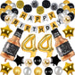 Naninuneno 44Th Gold Birthday Decorations, Gold Black Silver Happy Birthday Balloons Supplies For Boy Men Girl Women, 44 Birthda