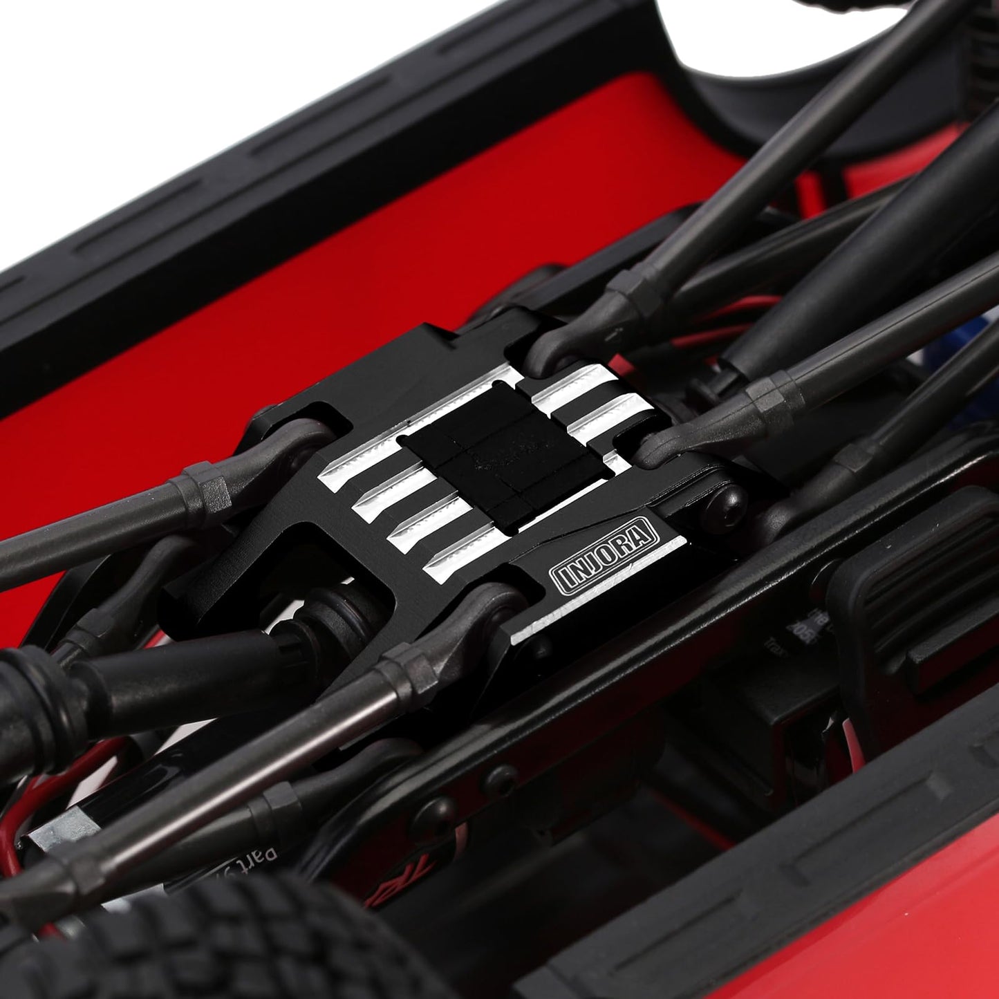 INJORA Skid Plate CNC Aliuminum Transmission Mount for TRX4M 1/18 RC Crawler Car Upgrade Parts,16g (Black)