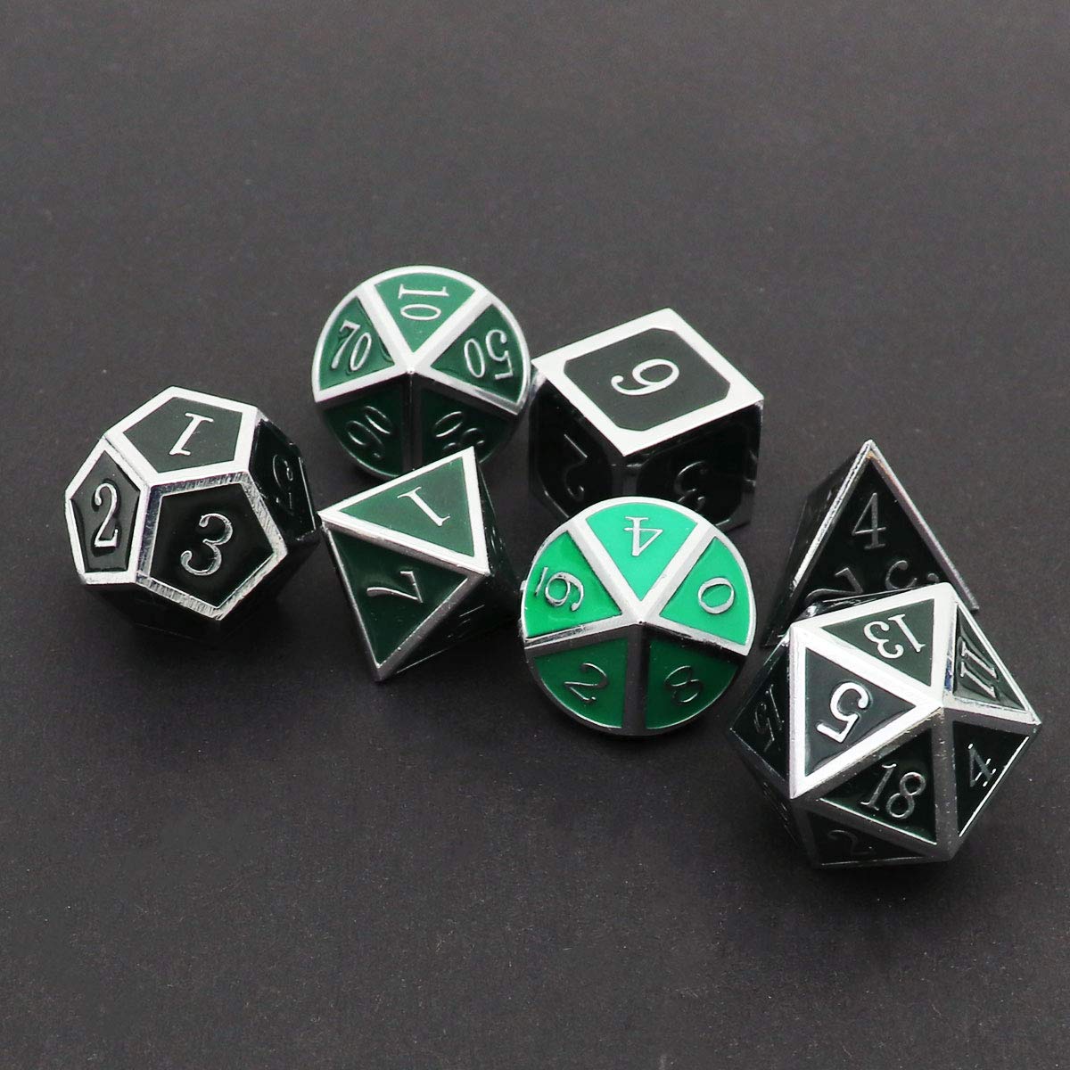 Haxtec Color Shifting Metal DND Dice Set Temperature Sensitive Polyhedral D&D Dices for RPG Dungeons and Dragons-Silver Black Gr