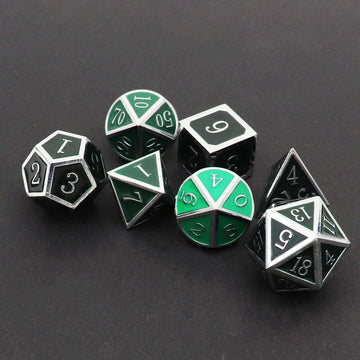 Haxtec Color Shifting Metal DND Dice Set Temperature Sensitive Polyhedral D&D Dices for RPG Dungeons and Dragons-Silver Black Gr