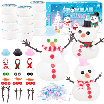 Mermaidslime 12 Pack Build A Snowman Kit, Snowman Slime Crafts For Kids, Scented Butter Slime Diy Kit, Party Favor For Girls And