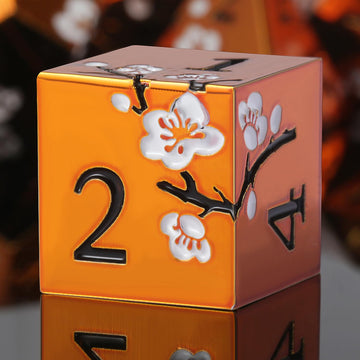 Orange Metal Dice D&D, DNDND 7 PCS Heavy Metallic DND Dice Set with Grogeous Gift Case for Dungeons and Dragon Tabletop Game (Or