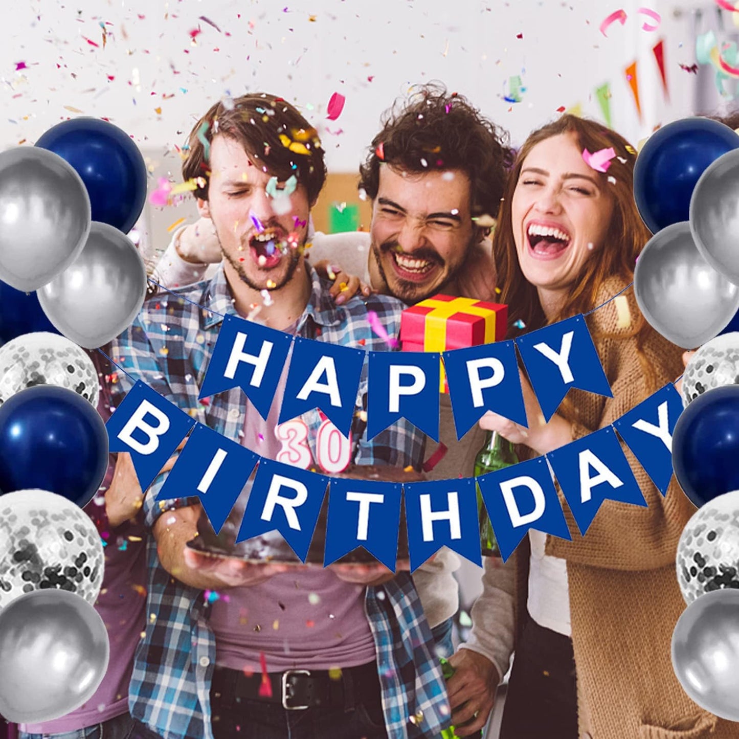 Birthday Decorations For Men, Blue Birthday Party Decorations For Him Her Men Women Boys Girls, Happy Birthday Balloons For Part