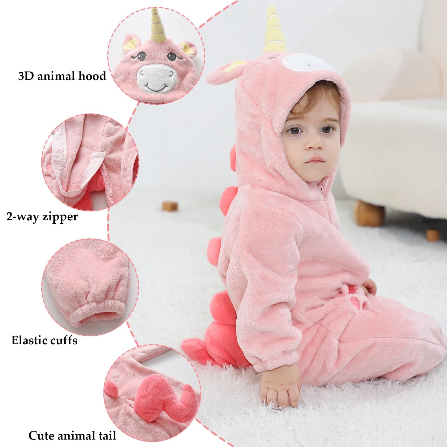 Tonwhar Kid'S And Toddler'S Costume Baby Animal Outfit Baby Boys' Girls' One-Piece Rompers Jumpsuit(3-4T,Unicorn)