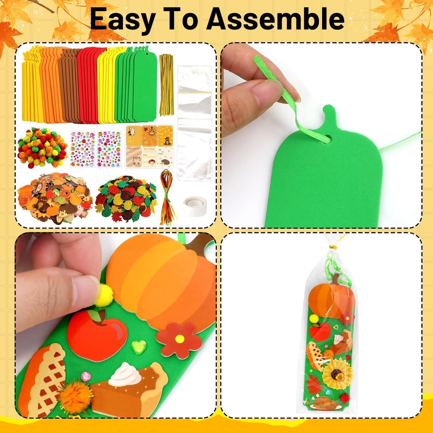 Fancy Land 36 Sets Fall Crafts for Kids Thanksgiving Foam DIY Bookmarks Ornaments Craft Kits Thanksgiving Classroom Activities F
