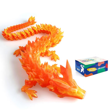 Rwsefk 30 In 3D Printed Dragon, 30Inch Dragon,3D Dragon Toy,Large Dragon Present,Ariculated Crystal Dragon (Flame Colour, 30Inch
