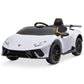 Kidzone Kids 12V Licensed Lamborghini Huracan Ride On Car Battery Powered Electric Vehicle Toy With 2 Speeds, 4-Wheel Drive, Suspension System, 2.4G Remote Parent Control, Mp3, Led Headlights - White